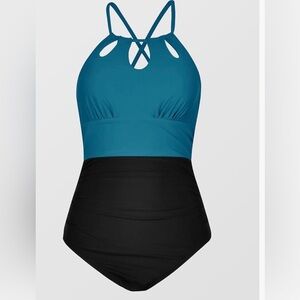 Cupshe Teal and Black One-Piece Swimsuit